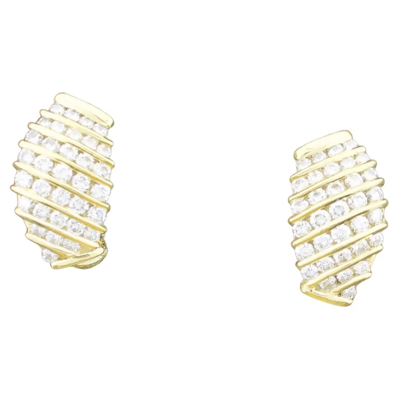 Ladies Earrings in Warm Gold-Channel Set Diamond 18k Yellow Gold Earrings 2.00 carats