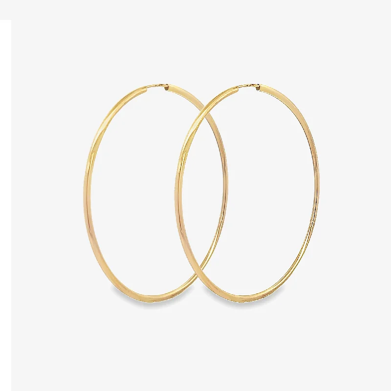 Ladies Earrings Artistic Shine-Classic 1.5mm Round Gold Endless Hoop Earrings