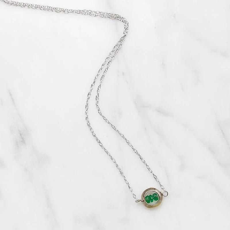 Ladies club pride necklaces -Verdant Emerald in White Gold "O" Necklace by brunet