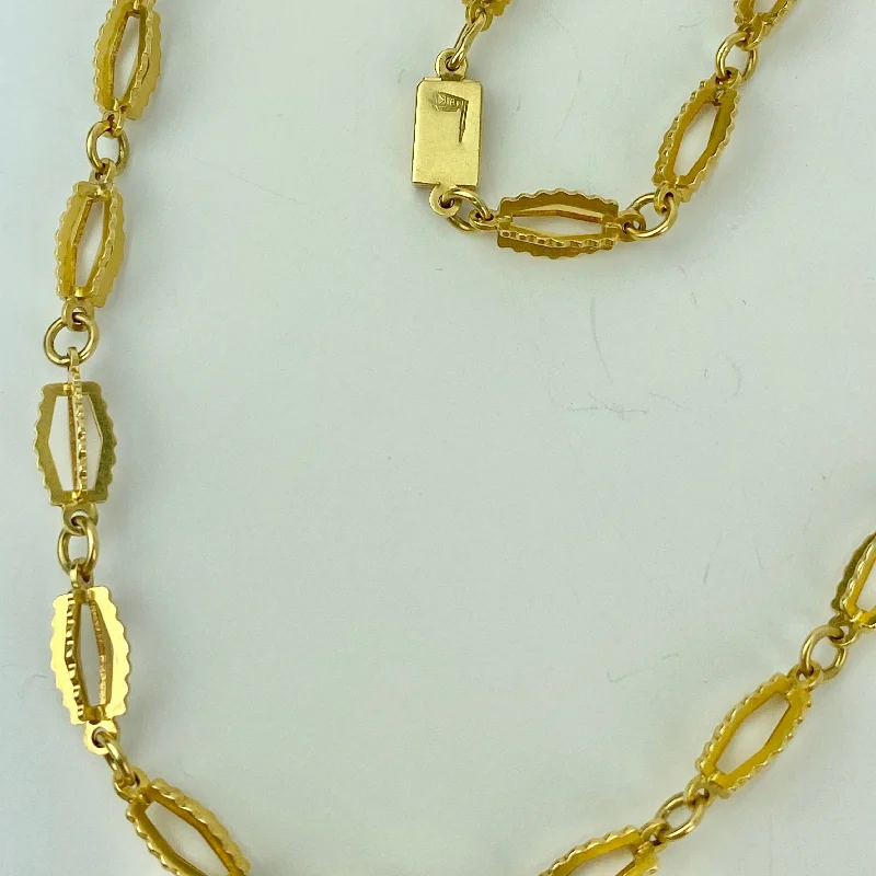 Ladies 22K gold statement necklaces -Estate Collection - Necklace 18K Yellow Gold Fancy Link Chain