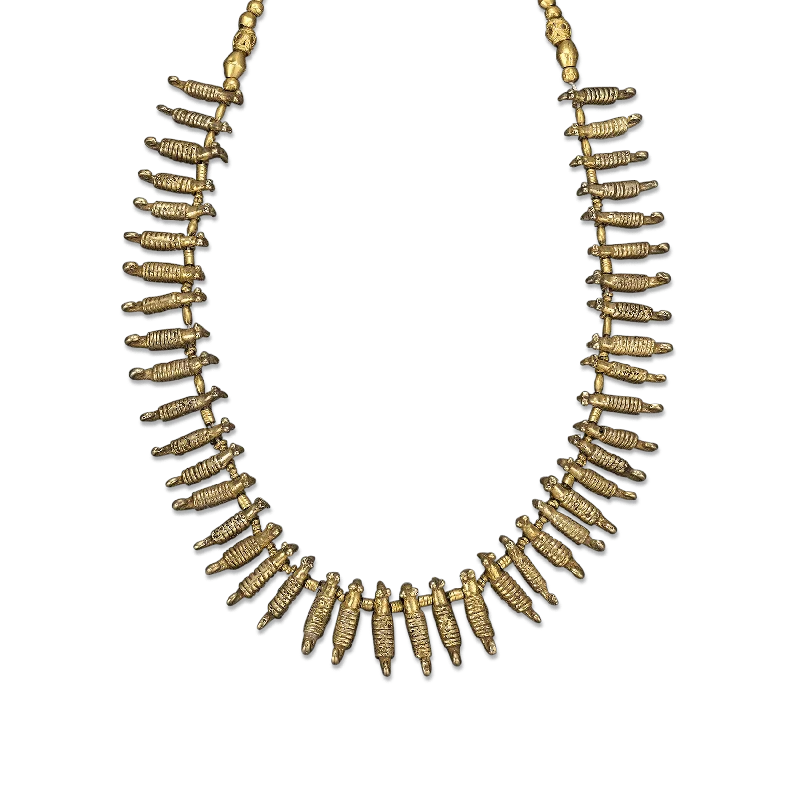 Ladies wave curl necklaces -Pre-Columbian Sinu Gold and Bead Necklace