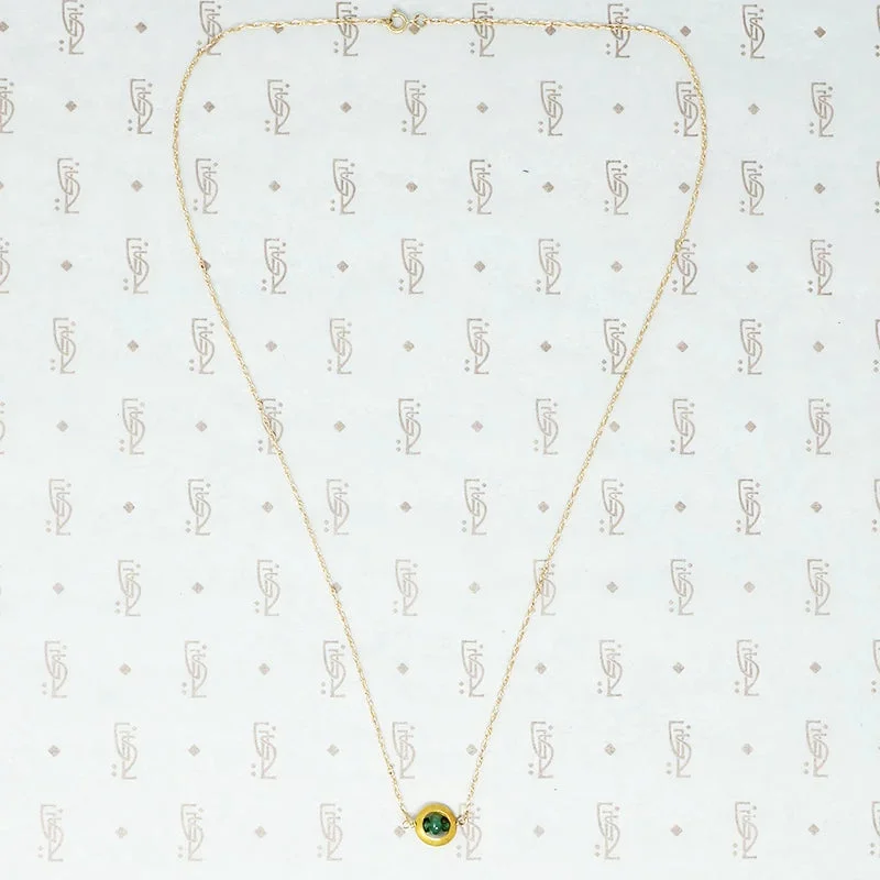 Ladies glowing warmth necklaces -Vibrant Emerald "O" Gold Necklace by brunet