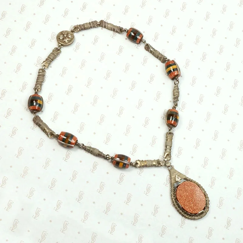 Ladies inspiring gleam necklaces -Best Beads Ever Goldstone & Silver Necklace