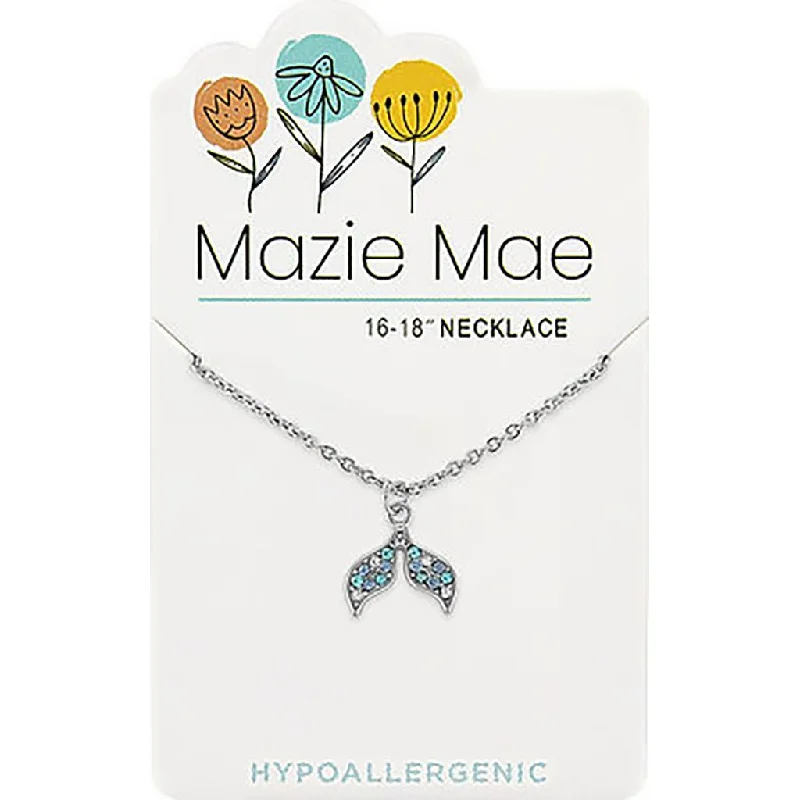 Ladies playful flair necklaces -Center Court: Silver Cubic Zirconia Mermaid Tail Mazie Mae Necklace