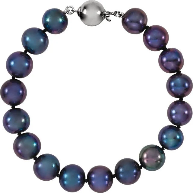 Moonlit shimmer bracelets -10-11 MM BLACK CULTURED PEARL BRACELET