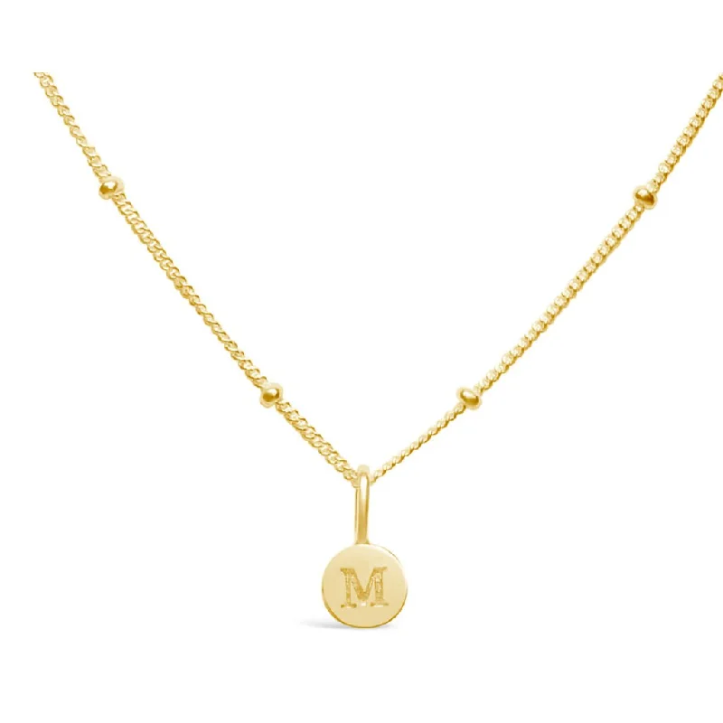 Ladies resin art necklaces -Stia : Love Letter "M" Mini Disk Necklace in Gold