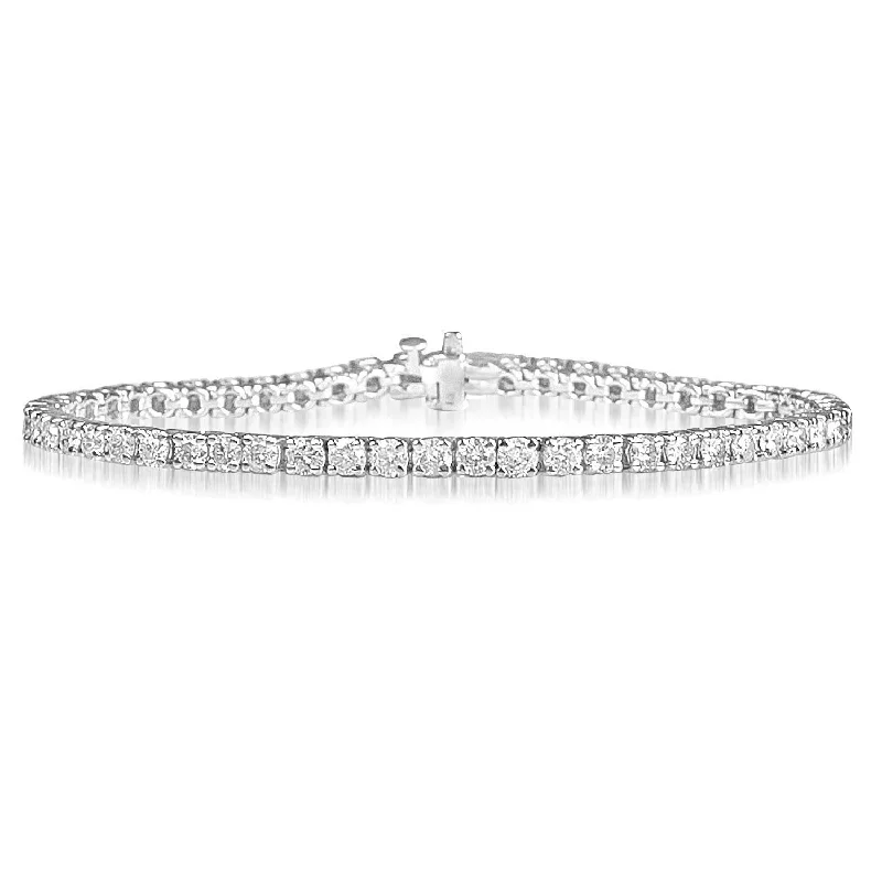 Family charm bracelets -14KT WHITE GOLD 5 CARAT ROUND DIAMOND TENNIS BRACELET