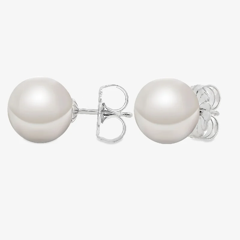 Ladies Earrings with Jade Spark-10.8MM White South Sea Pearl Earrings