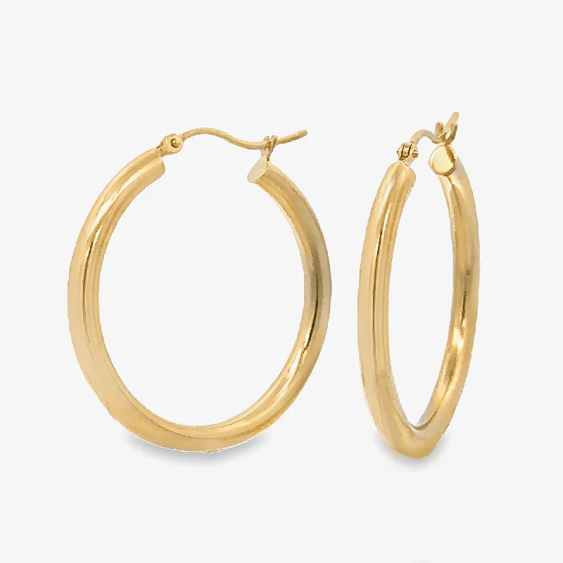 Ladies Earrings for Summer Glow-Classic 3mm Round Gold Hoop Earrings