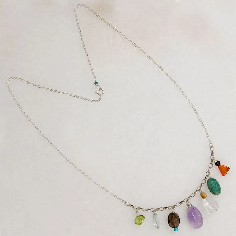 Ladies crisp geometric necklaces -Energetic Gemstone & Sterling Silver Necklace by Brin