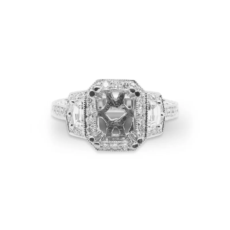 Ladies Engagement Rings with Taaffeite Glow-14k White Gold Diamond Engagement Semi-Mount Ring - 1.61cttw