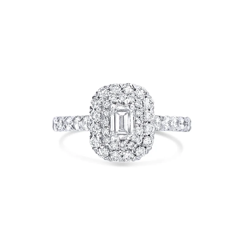 Ladies Engagement Rings Anchor Shine-Emerald Cut Halo Lab Grown DIamond Engagement Ring