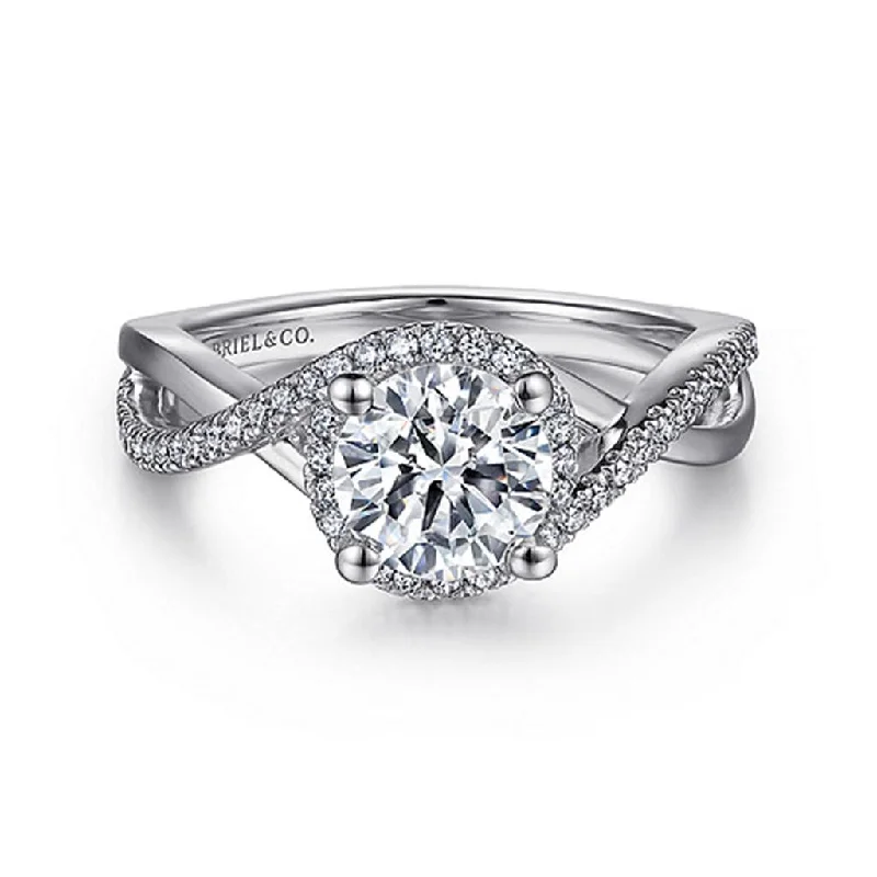 Ladies Engagement Rings with Leucite Spark-Gabriel & Co Courtney - 14K White Gold Round Halo Diamond Engagement Ring