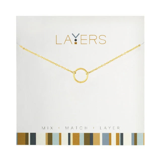 Ladies zen peace necklaces -Gold Open Circle Layers Necklace