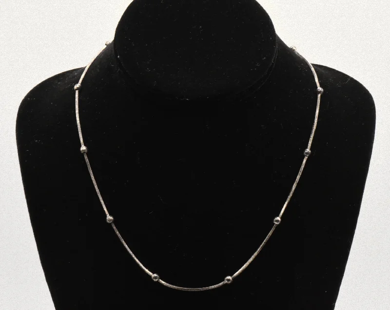 Ladies delicate link necklaces -Vintage Italian Sterling Silver Saturn Chain Necklace - 18"