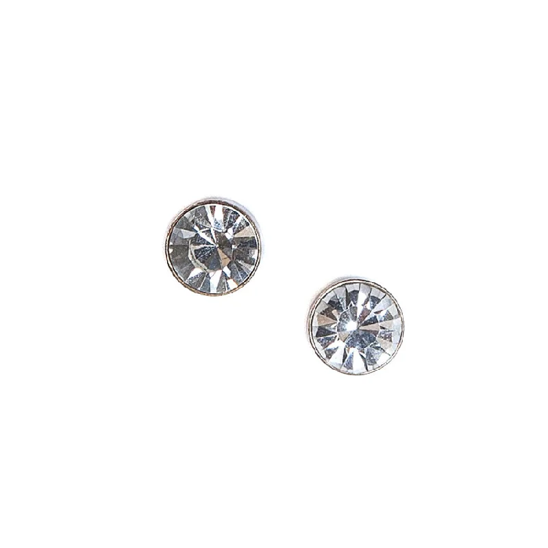 Ladies Earrings with Sea Beryl-Lovett Clear Silver-Finish Crystal Stud Earrings