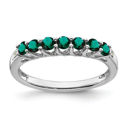 Ladies Rings Matte Spark-10k White Gold Created Alexandrite & Diamond Accented Anniversary Ring