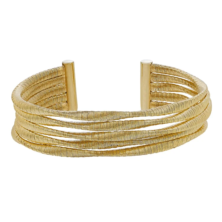 Striking fashion bracelets -Gold Finish Sterling Silver Loosely Twisted Five Cable Cuff Bracelet