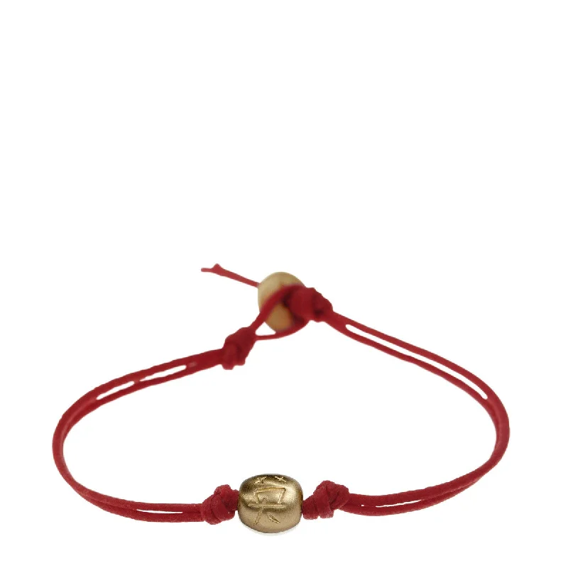 Abstract flow bracelets -10K Gold Courage Bead Bracelet on Red Cord