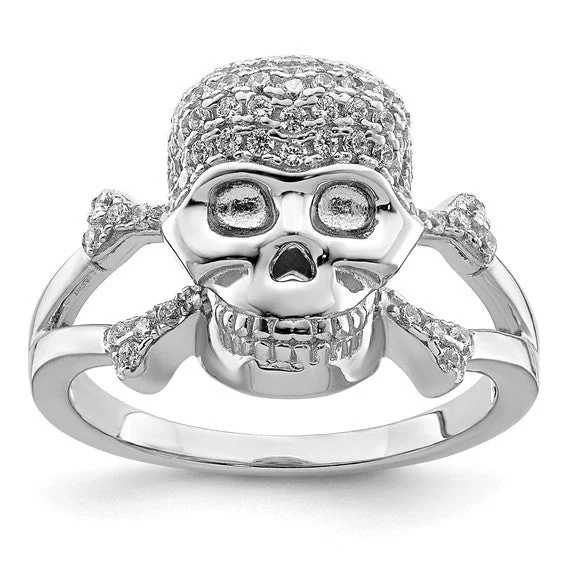 Ladies Rings for Hero Spark-Sterling Silver CZ Skull Ring