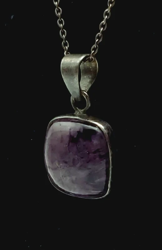 Ladies faithful mark necklaces -Charoite Sterling Silver Pendant on Sterling Silver Chain Necklace - 20"