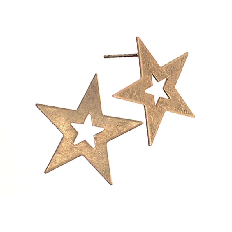 Ladies Earrings in Rose Spark-Hot Tomato Star Struck Worn Gold Earrings