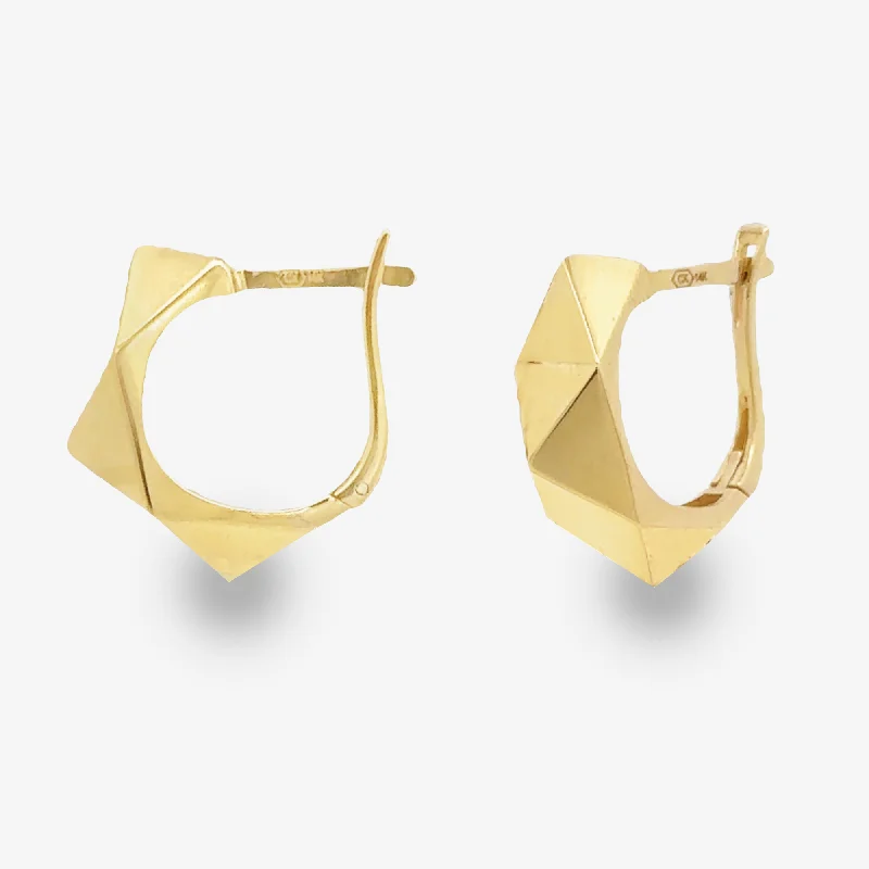 Ladies Earrings with Olive Idocrase-Geometric Huggie Earrings