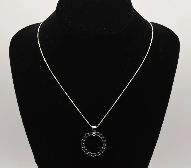 Ladies dazzling Swarovski necklaces -Sterling Silver Iolite Pendant on Italian Sterling Chain Necklace - 17.75"