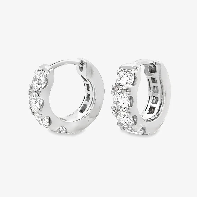 Ladies Earrings with Feather Shine-1.20CT Diamond Huggie Earrings