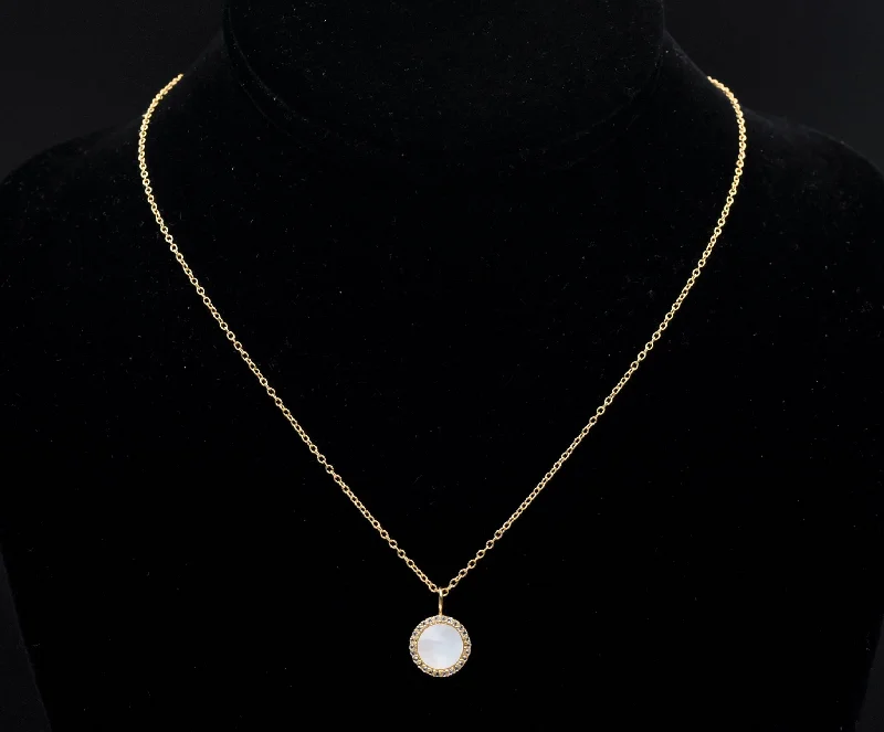 Ladies sunbeam glow necklaces -Gold Tone Sterling Silver Mother of Pearl and Topaz Pendant Necklace - 16.25"