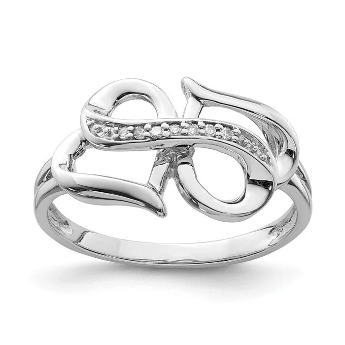 Ladies Rings for Sister Spark-Sterling Silver Genuine Diamond Infinity Symbol Heart Ring