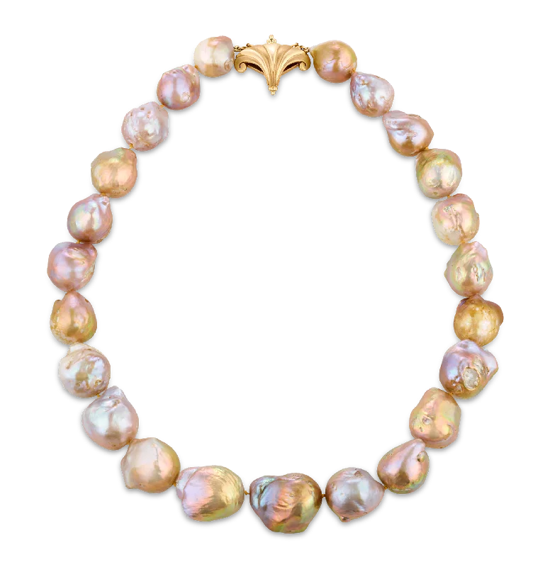 Ladies understated minimal necklaces -Yangtze Fireball Pearl Necklace