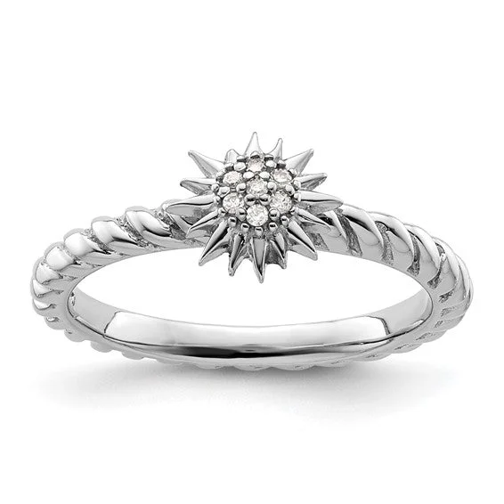 Ladies Rings for Doctor Spark-Sterling Silver Stackable Expressions Diamond Star Ring