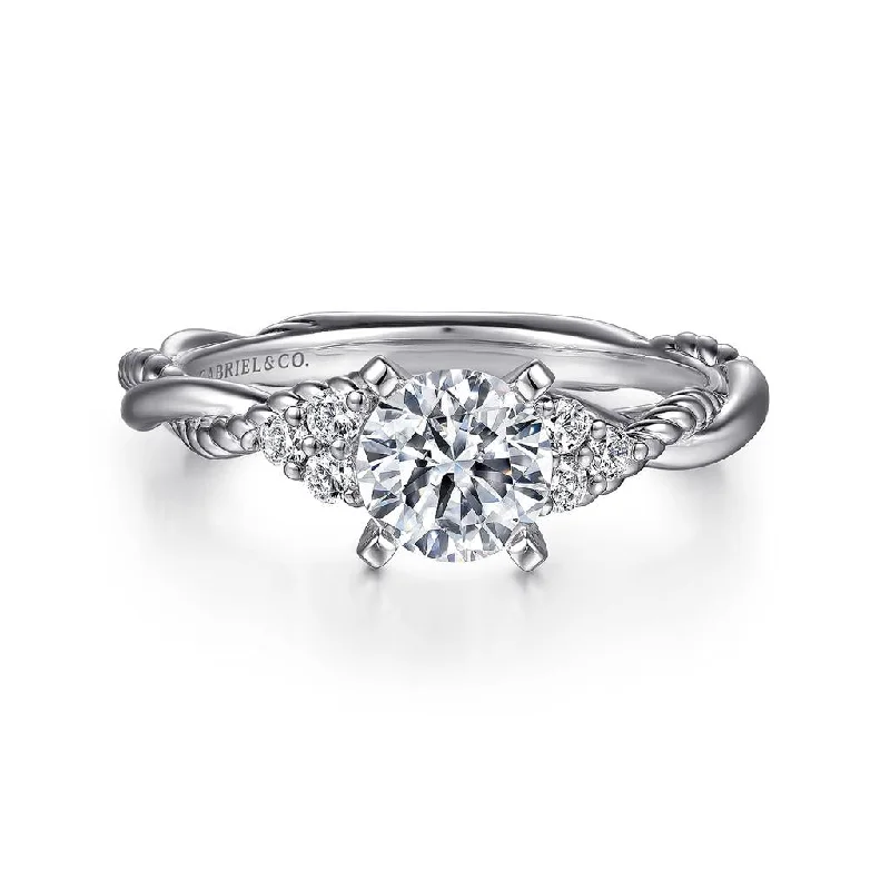 Ladies Engagement Rings Simple Shine-Gabriel & Co Catalina - 14K White Gold Round Twisted Diamond Engagement Ring