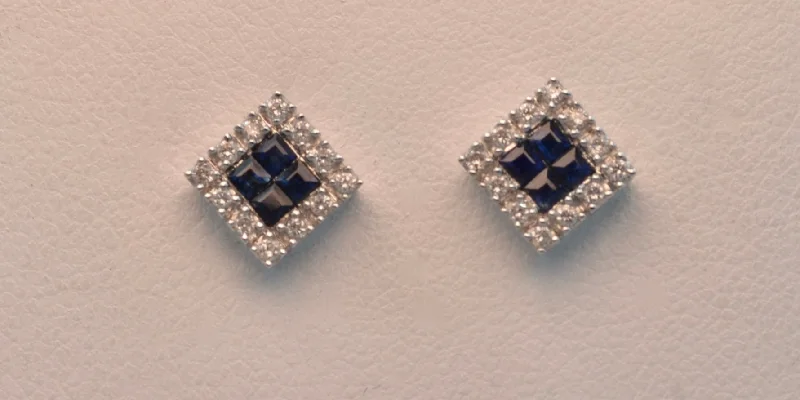 Ladies Earrings Fresh Spark-18K white gold Sapphire and diamond post earrings