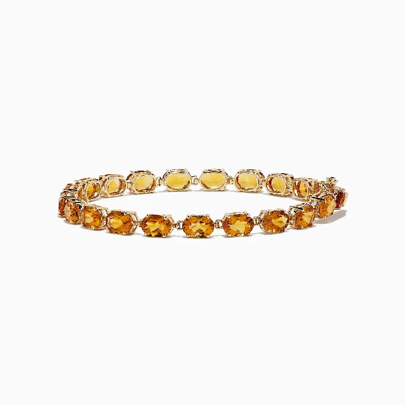 Hushed calm bracelets -Sunset 14K Yellow Gold Citrine Tennis Bracelet, 15.36 TCW