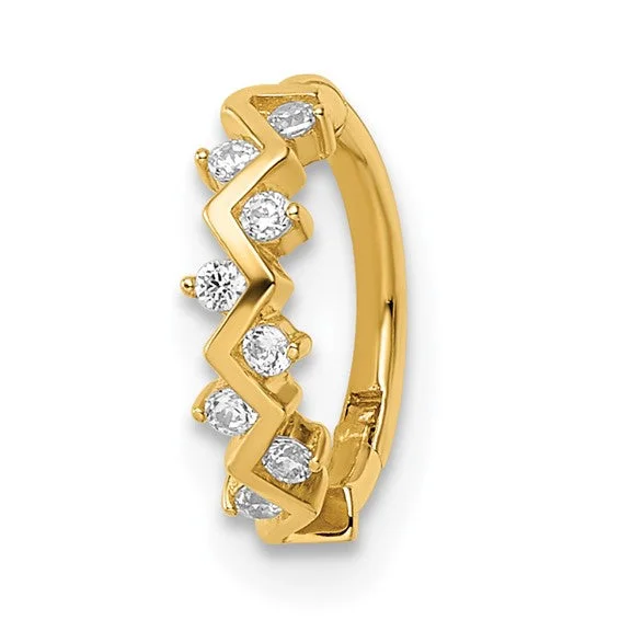 Ladies Rings with Anchor Shine-14k Yellow Gold CZ Cartilage Hoop Ring