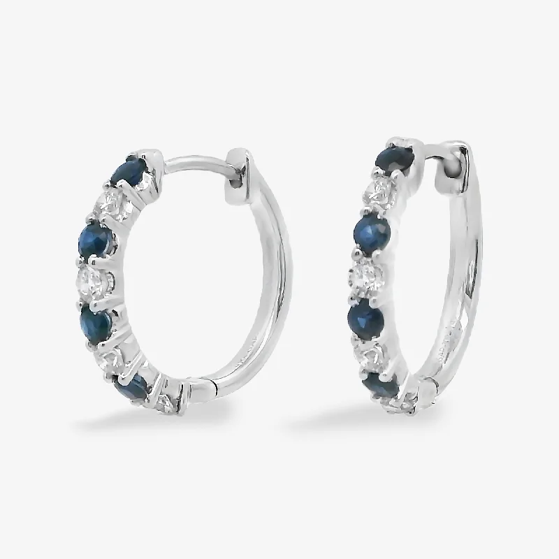 Ladies Earrings for Niece Shine-0.45CT Sapphire & Diamond Huggie Earrings