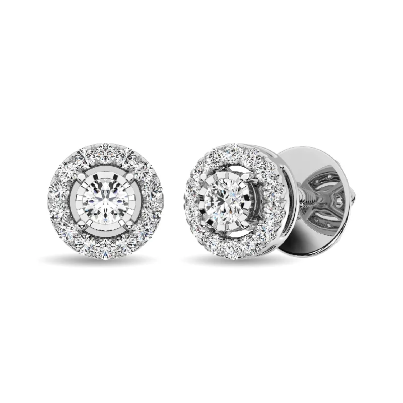 Ladies Earrings for Student Glow-10K White Gold 1/4 Ct.Tw.Diamond Stud Galo Earrings