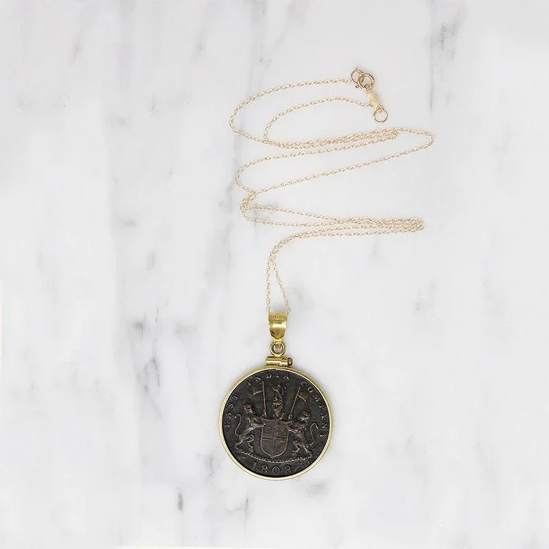 Ladies canine loyalty necklaces -East India Co. 1808 X Cash Coin in Gold Necklace