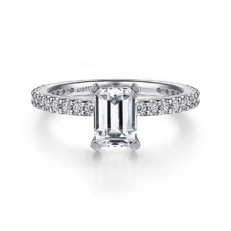 Ladies Engagement Rings Moon Glow-Gabriel & Co Logan - 14K White Gold Emerald Cut Diamond Engagement Ring