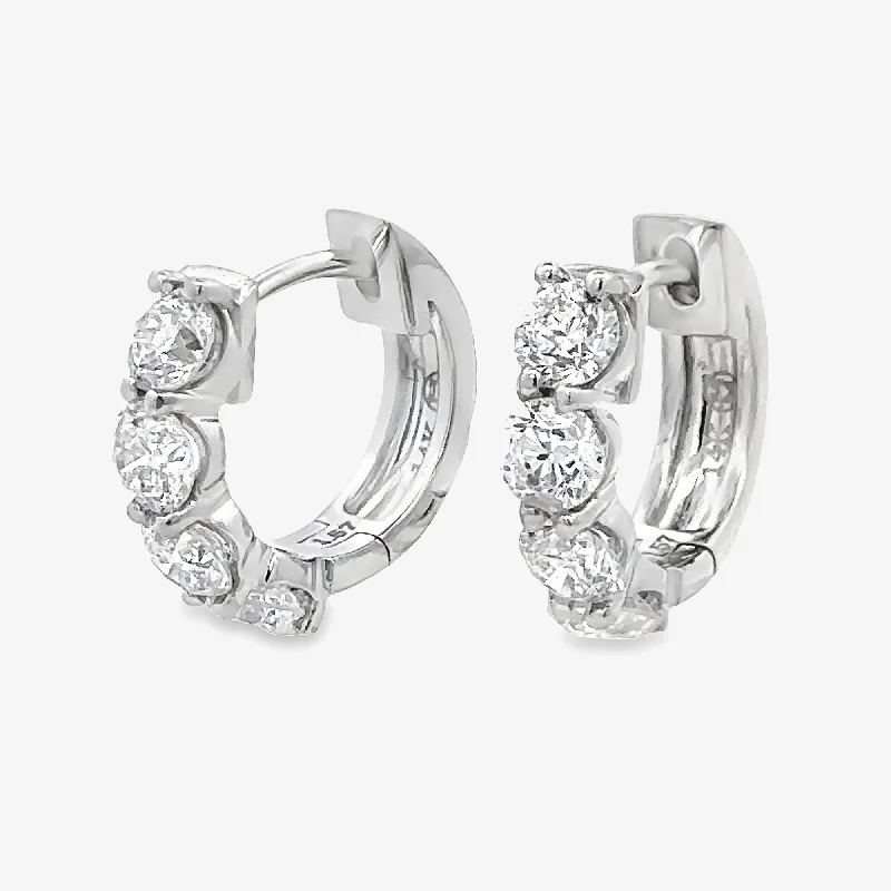 Ladies Earrings for Volunteer Shine-1.55CT Diamond Huggie Earrings