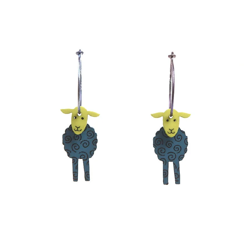 Ladies Earrings with Blue Jeremejevite-Lene Lundberg K-Form Teal/Chartreuse Sheep Earrings