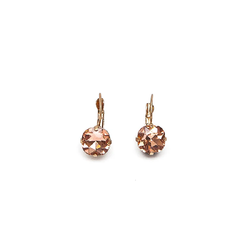 Ladies Earrings with Pink Tourmaline-Lovett Peach Cushion Cut Crystal Earrings