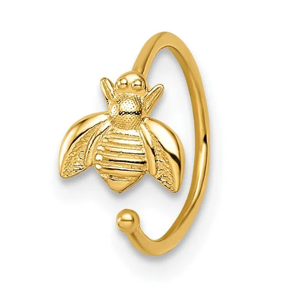 Ladies Rings for Engineer Shine-14k Yellow Gold Bee Hoop Nose or Cartilage Ring