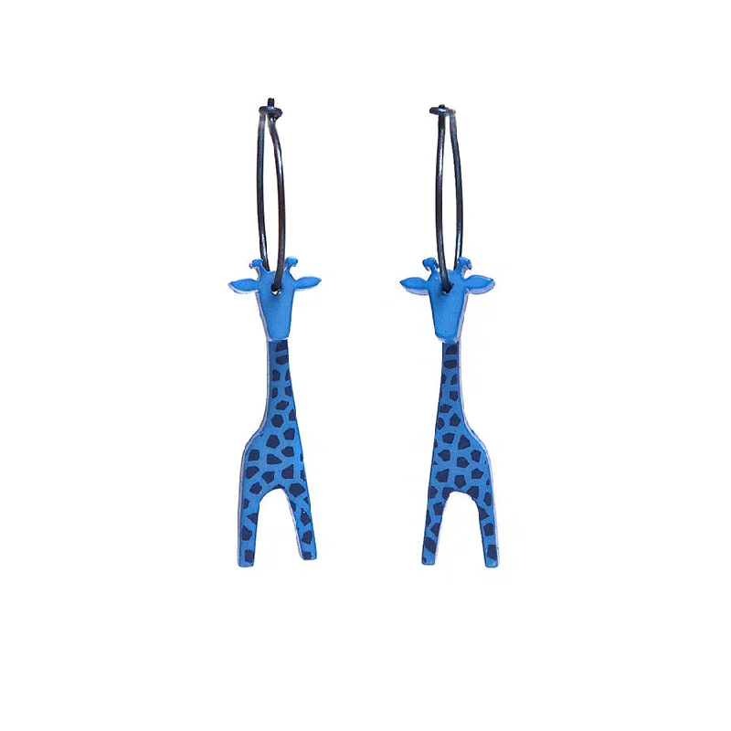 Ladies Earrings with Star Spark-Lene Lundberg K Form Turquoise Blue Giraffe Earrings