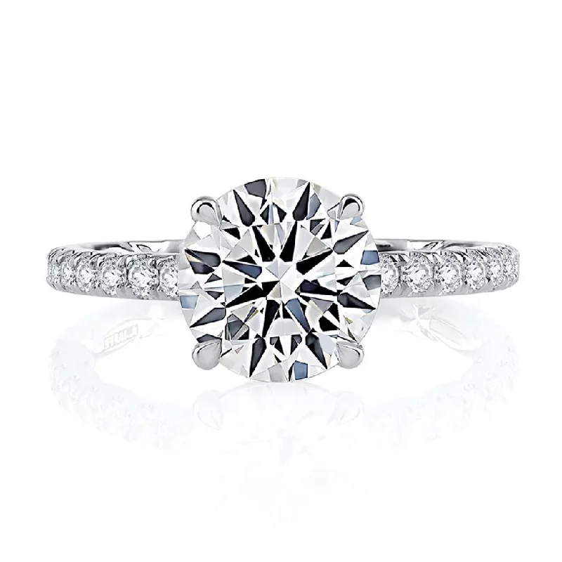 Ladies Engagement Rings Simple Spark-14k White Gold Diamond band and Hidden Halo Engagement Ring Mounting