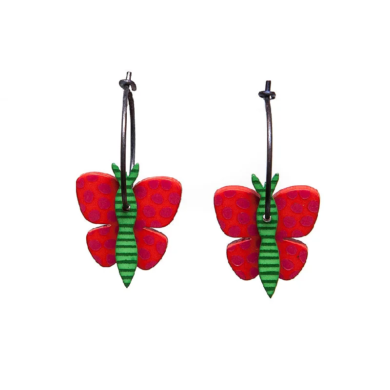 Ladies Earrings with Green Aventurine-Lene Lundberg K-Form Red/Green Butterfly Earrings