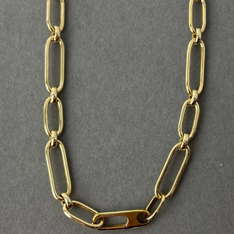 Ladies understated minimal necklaces -Necklace - Vermeil Matteo Oval Italian Hollow Chain