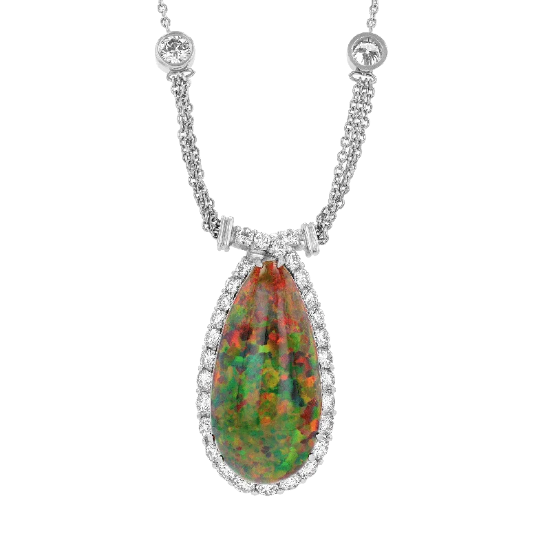 Ladies forest hush necklaces -Ethiopian Cabochon Opal Necklace, 20.87 Carats